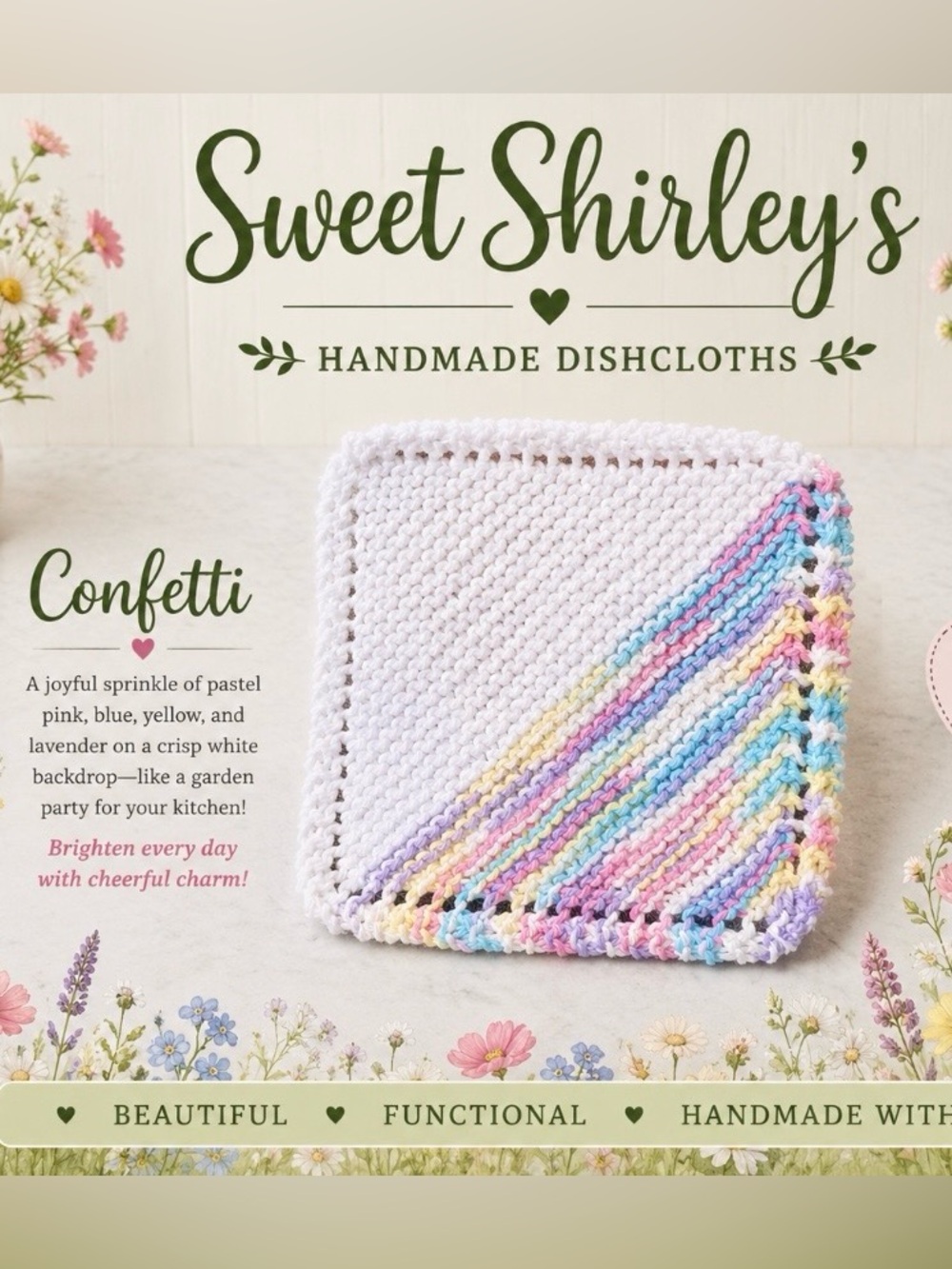 Sweet Shirley’s “Confetti” Dish Cloths- Set of 2